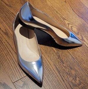 Club Monaco silver patent flats